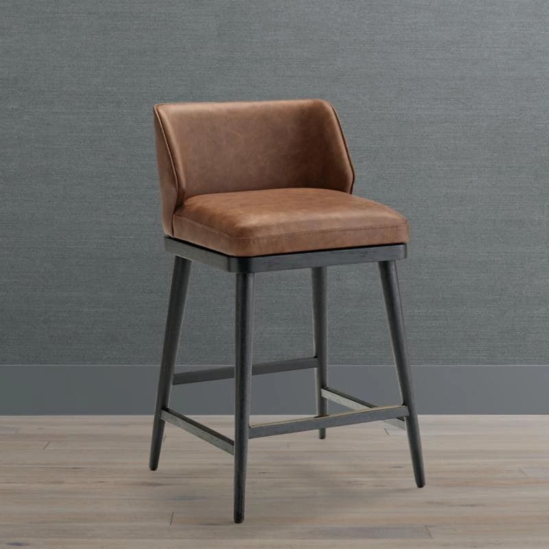 Jaxson Faux Leather Industrial Swivel Bar & Counter Stool