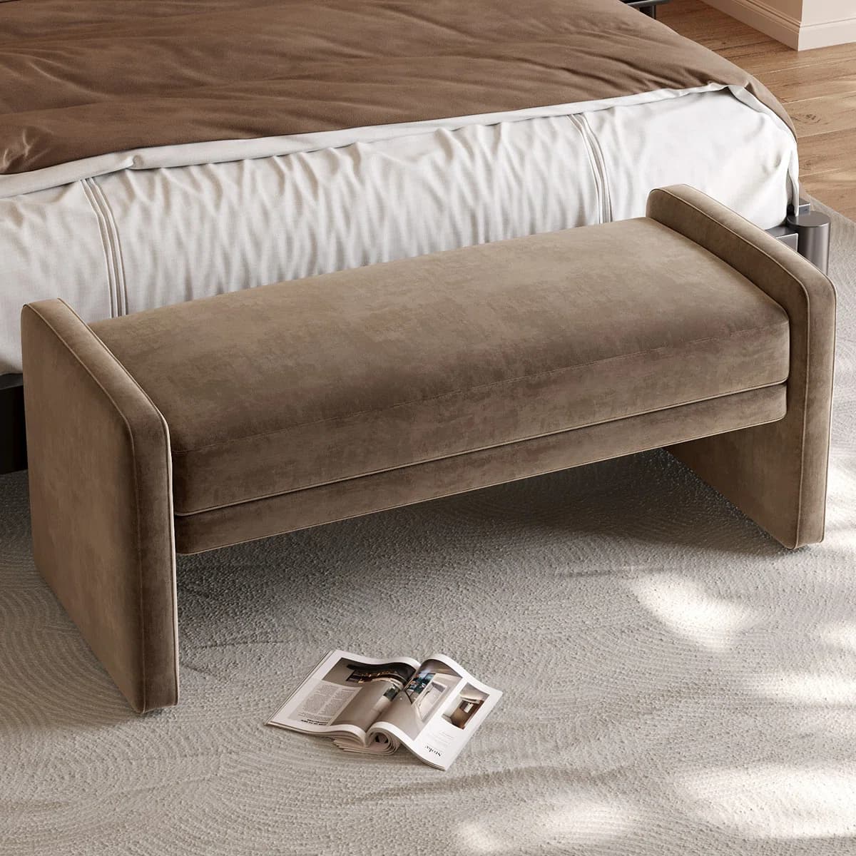 Aria Velvet Storage Ottoman Bench