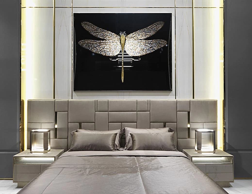 Versace Glam Fluted Cream King Bed