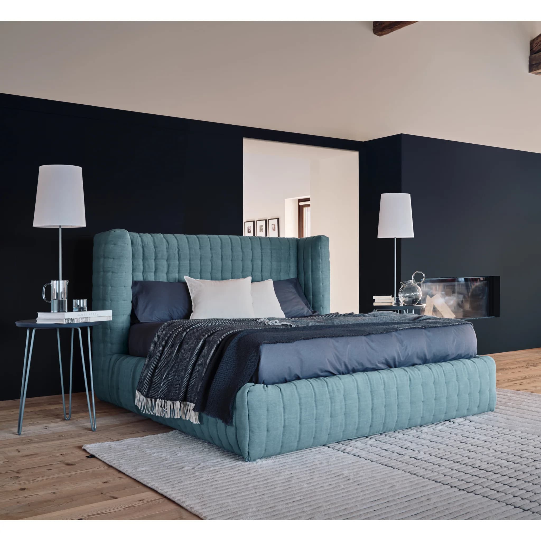 Terredelin Aramis Fluted Teal Velvet King Bed