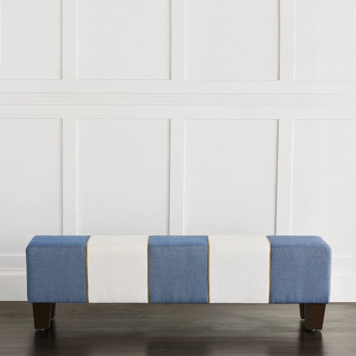 Halprin Striped Cotton Modern Upholstered Entryway Bench