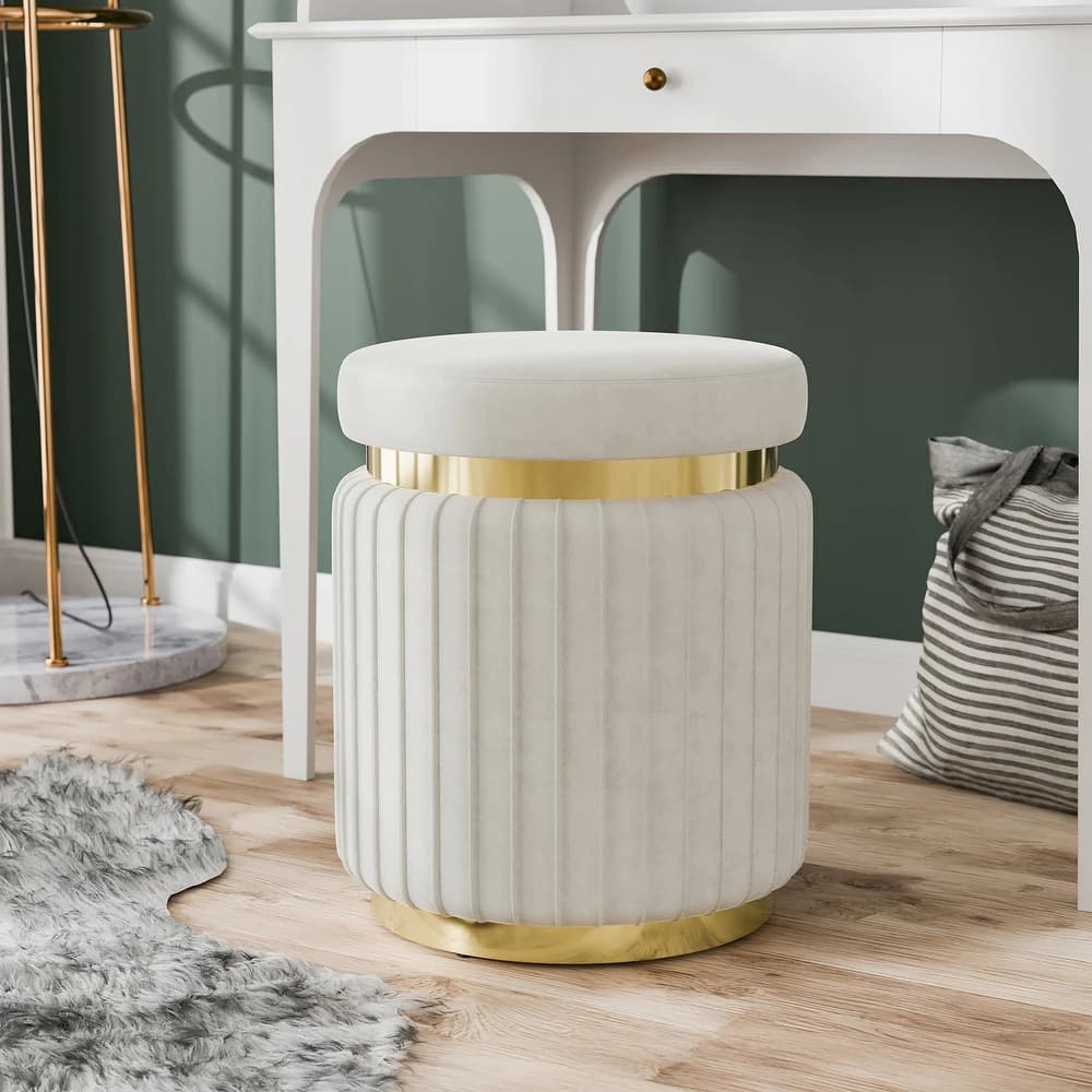 Raphael Fluted Modern Velvet Ottoman