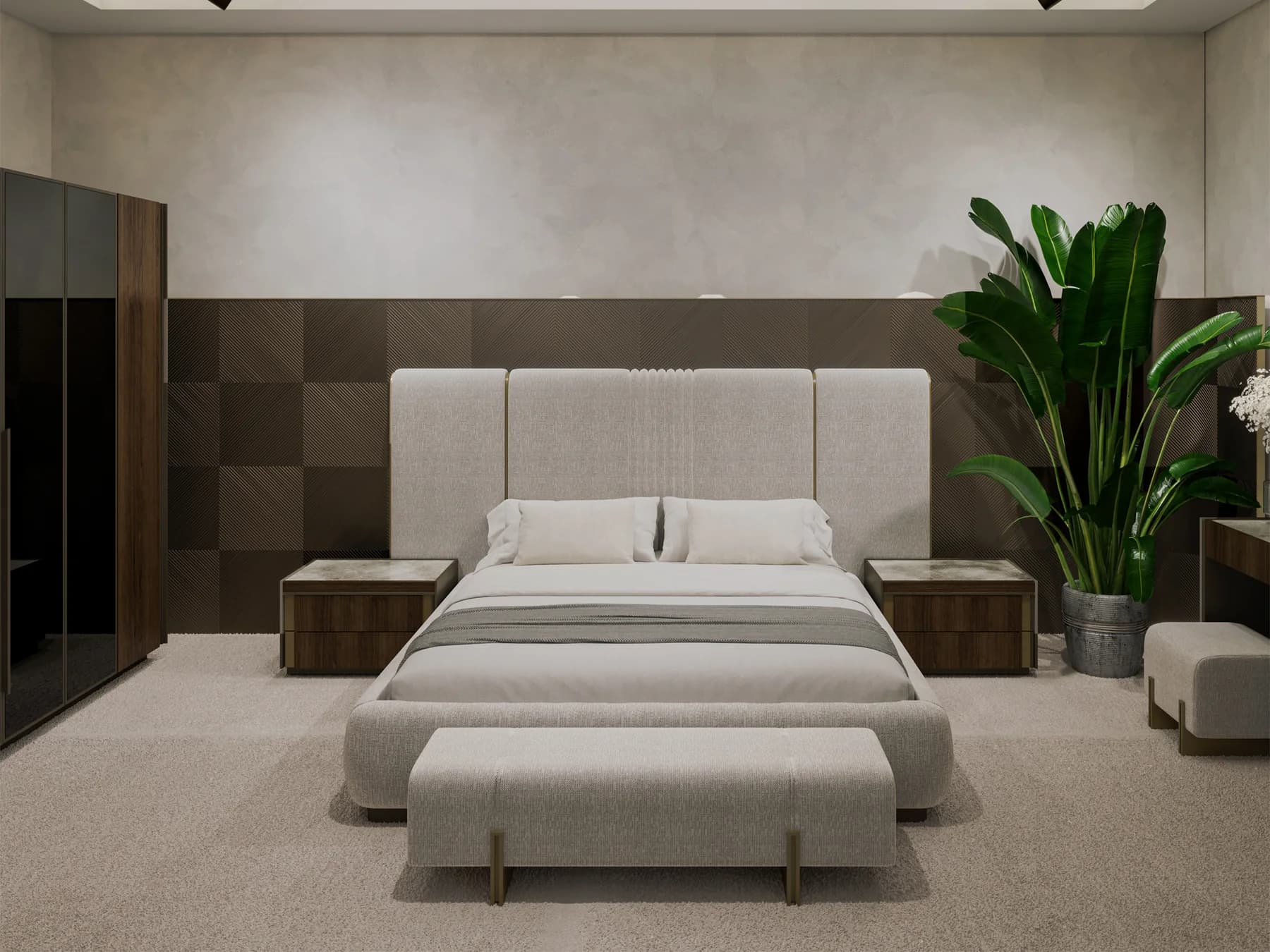 Sapphire Contemporary Fluted Queen Bed
