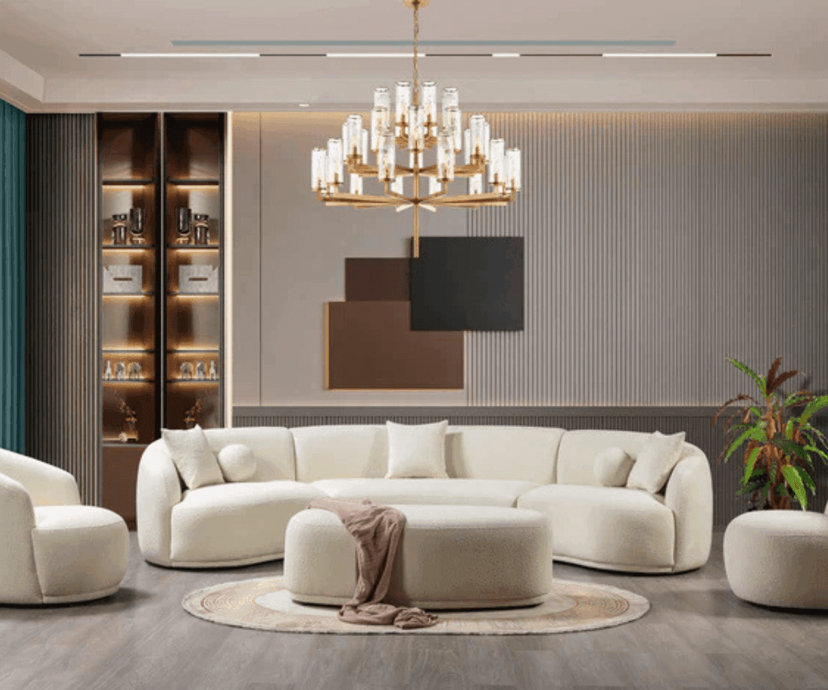 Serene Modular Boucle Curved Sectional Sofa