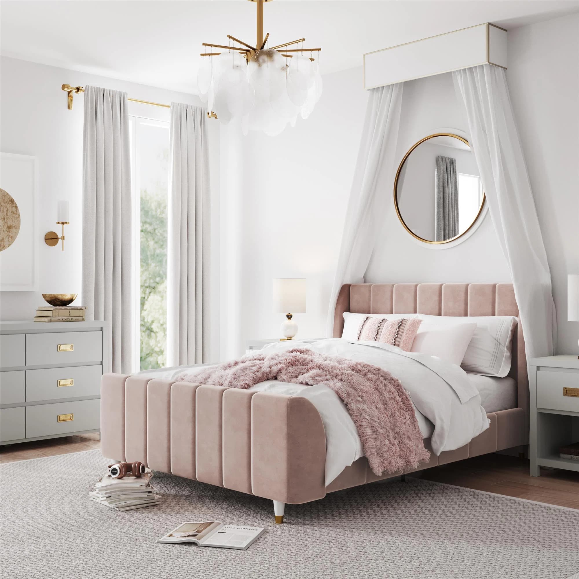 Valentina Dream Velvet Luxury Upholstered Kids Bed Set