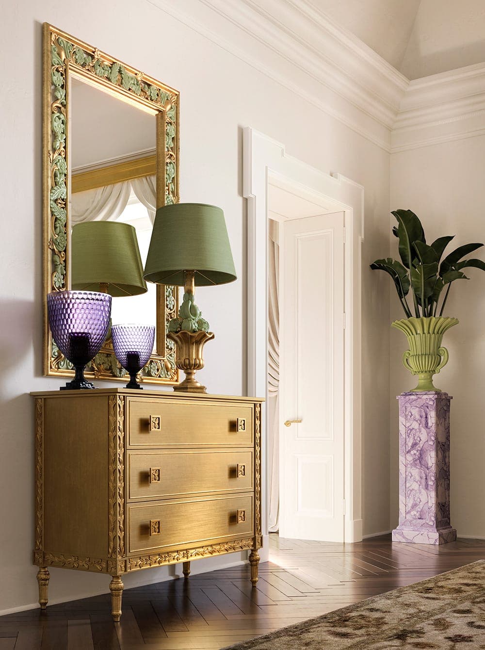 Okyanus Royal Carved Gold Tufted