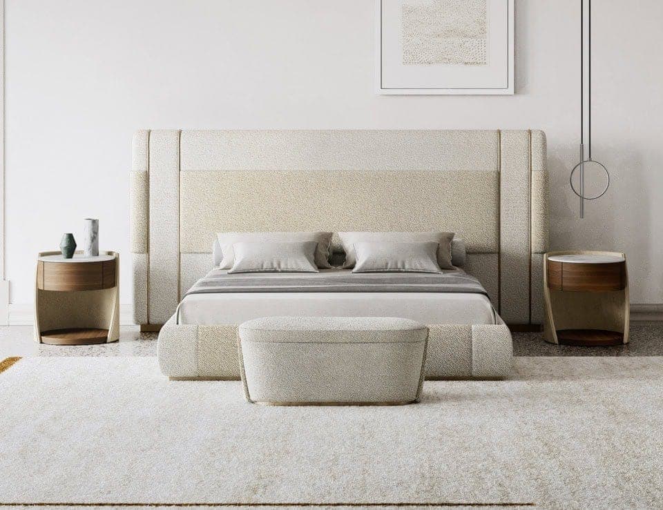 Avellino Contrast Padded Dark Wood King Bed