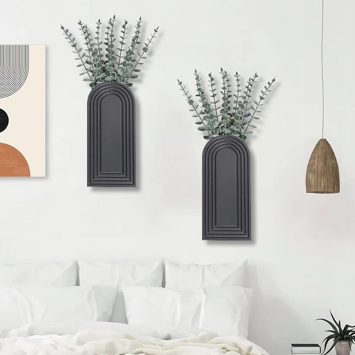 Arched Fluted Wall Planter Set in Black