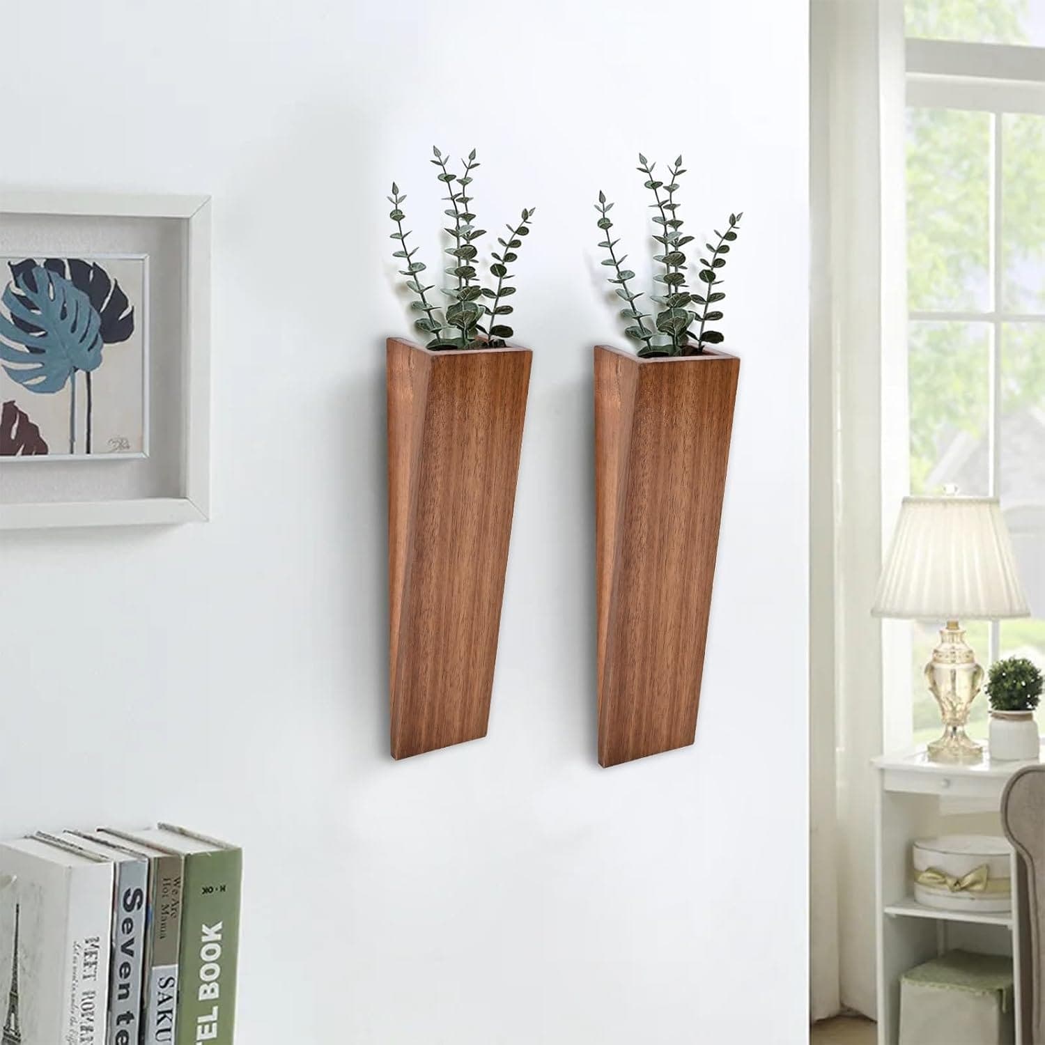 Tapered Fluted Wood Planter Set