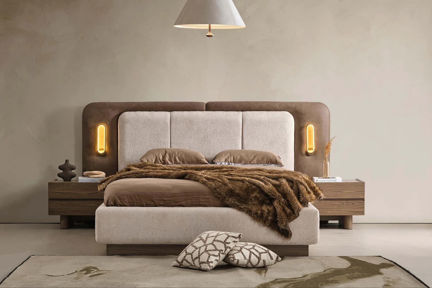 Liva Integrated Light Upholstered Bed