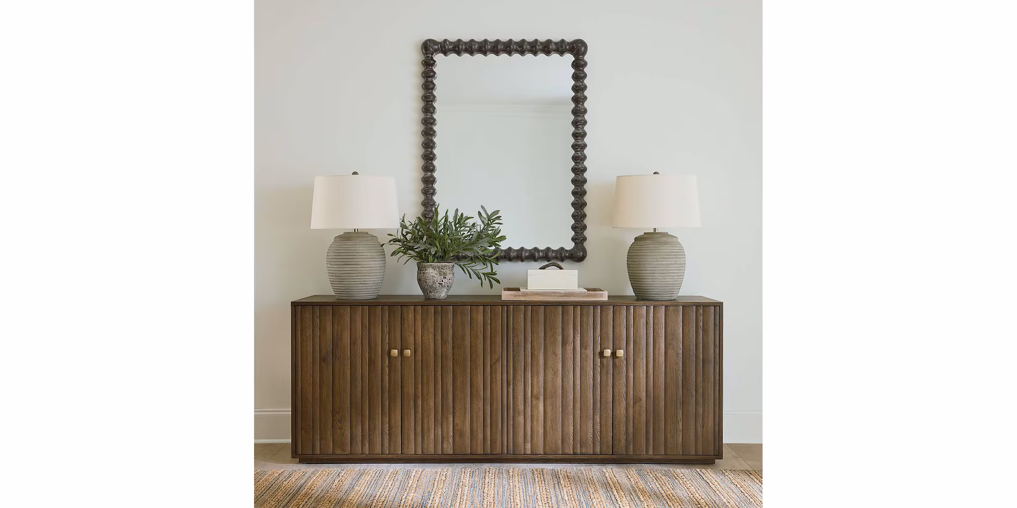 Andora Fluted Oak Modern Sideboard Storage Cabinet