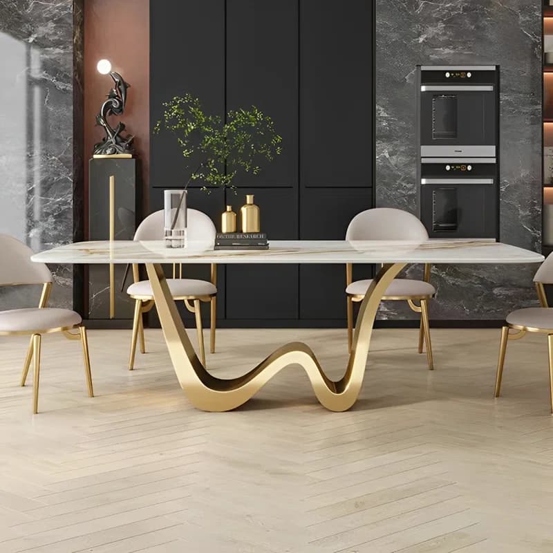 Aubriannah Wave Luxury Marble Dining Table