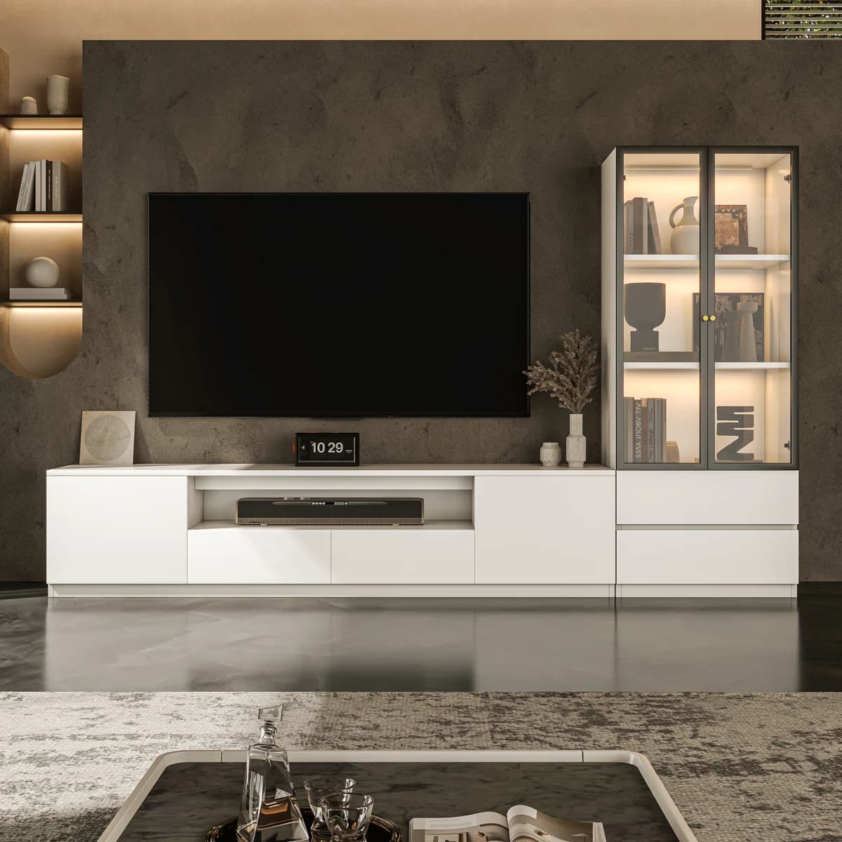 Aurora Grand White Gloss Entertainment Center