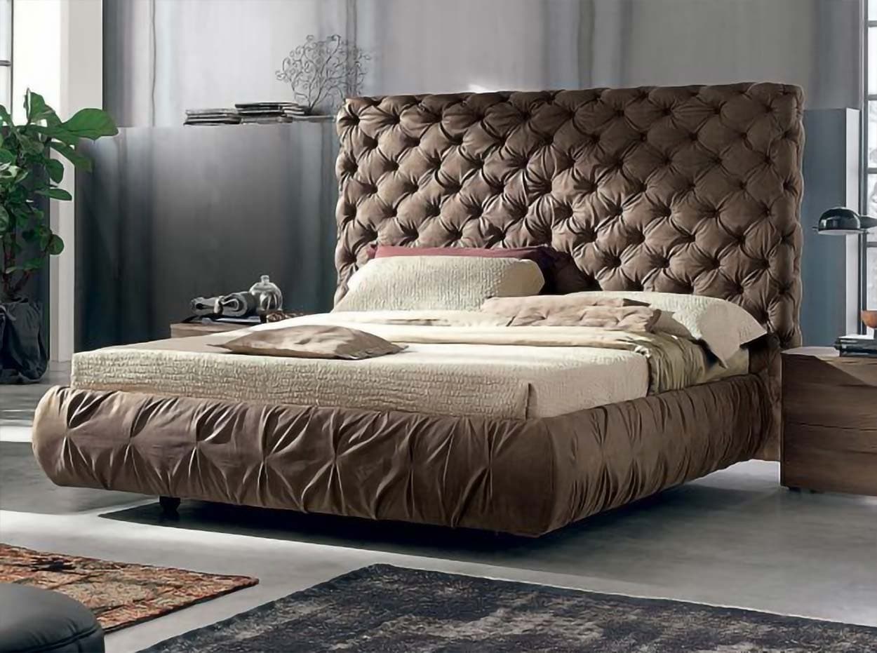 Chantal Couture Tufted Velvet Brown King Bed