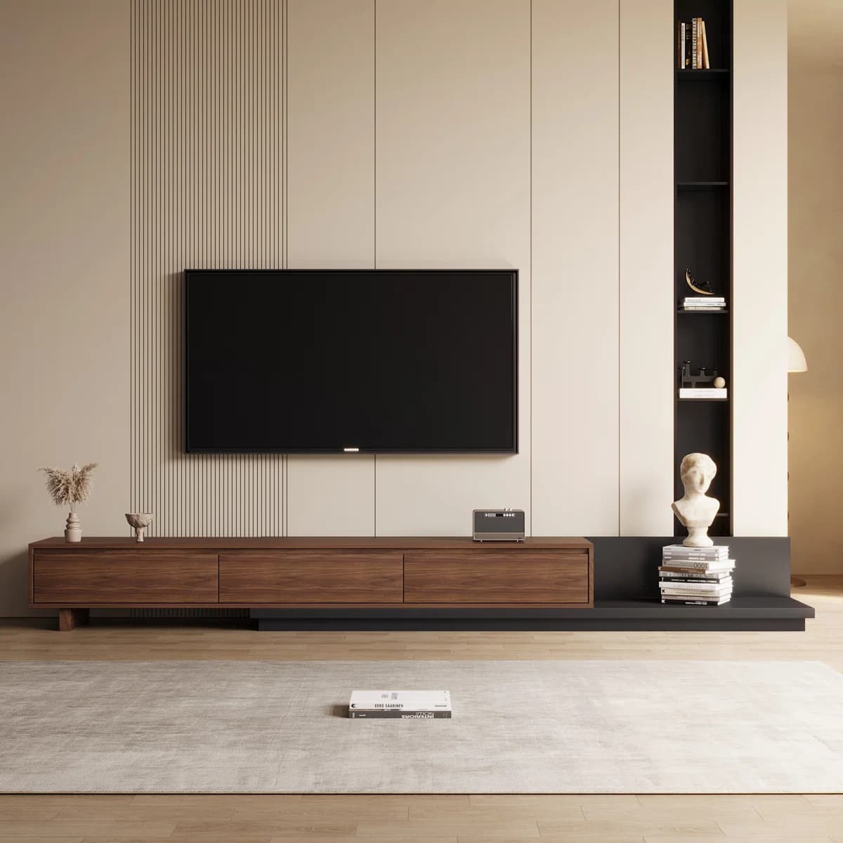 Coleyville Minimalist Dark Wood Floating TV Console