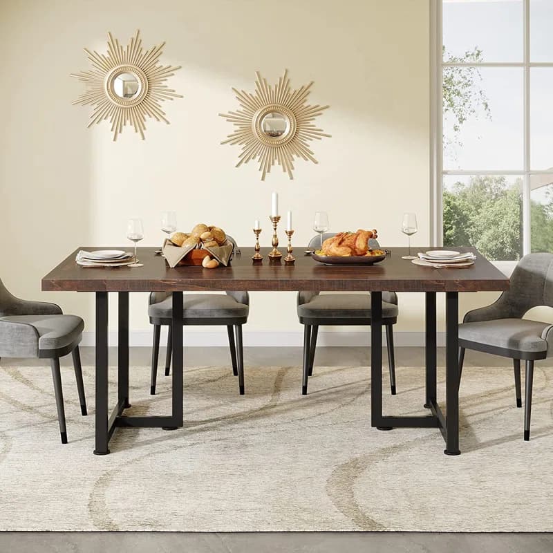 Eastway Rustic Industrial Wood Dining Table