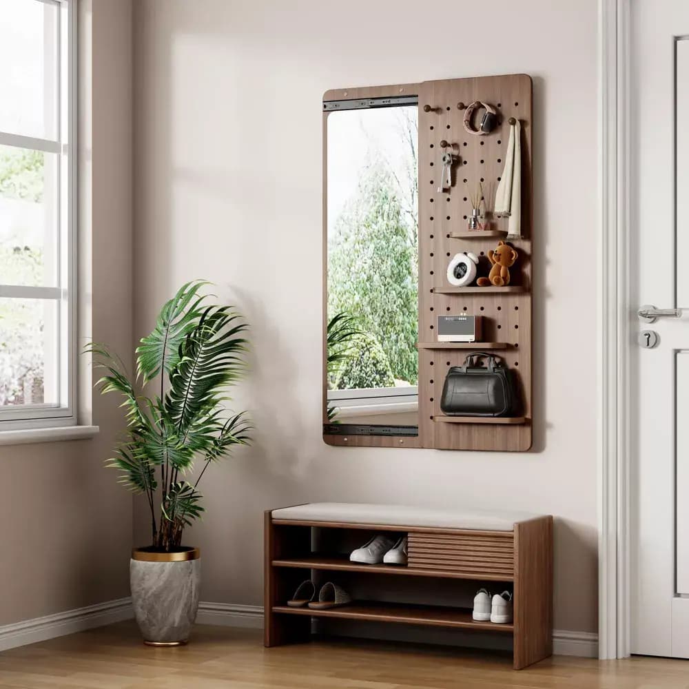 Modu-Slide Entryway Organizer Full Length Wall Mirror