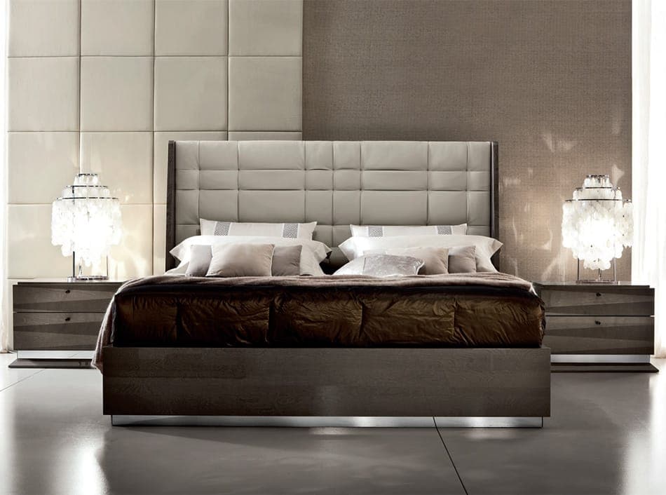 Monaco Elite Padded Geometric Grey King Bed