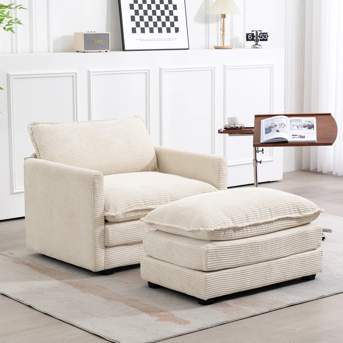 Redenius Oversized Comfy Corduroy Armchair
