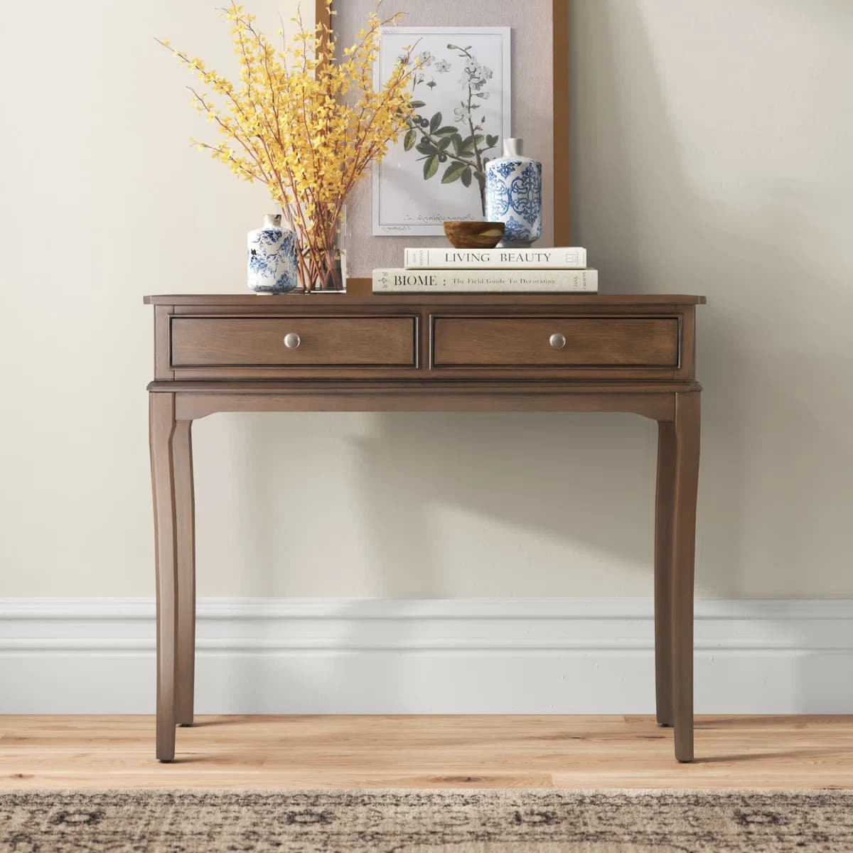Rustic Solid Wood Storage Console Table