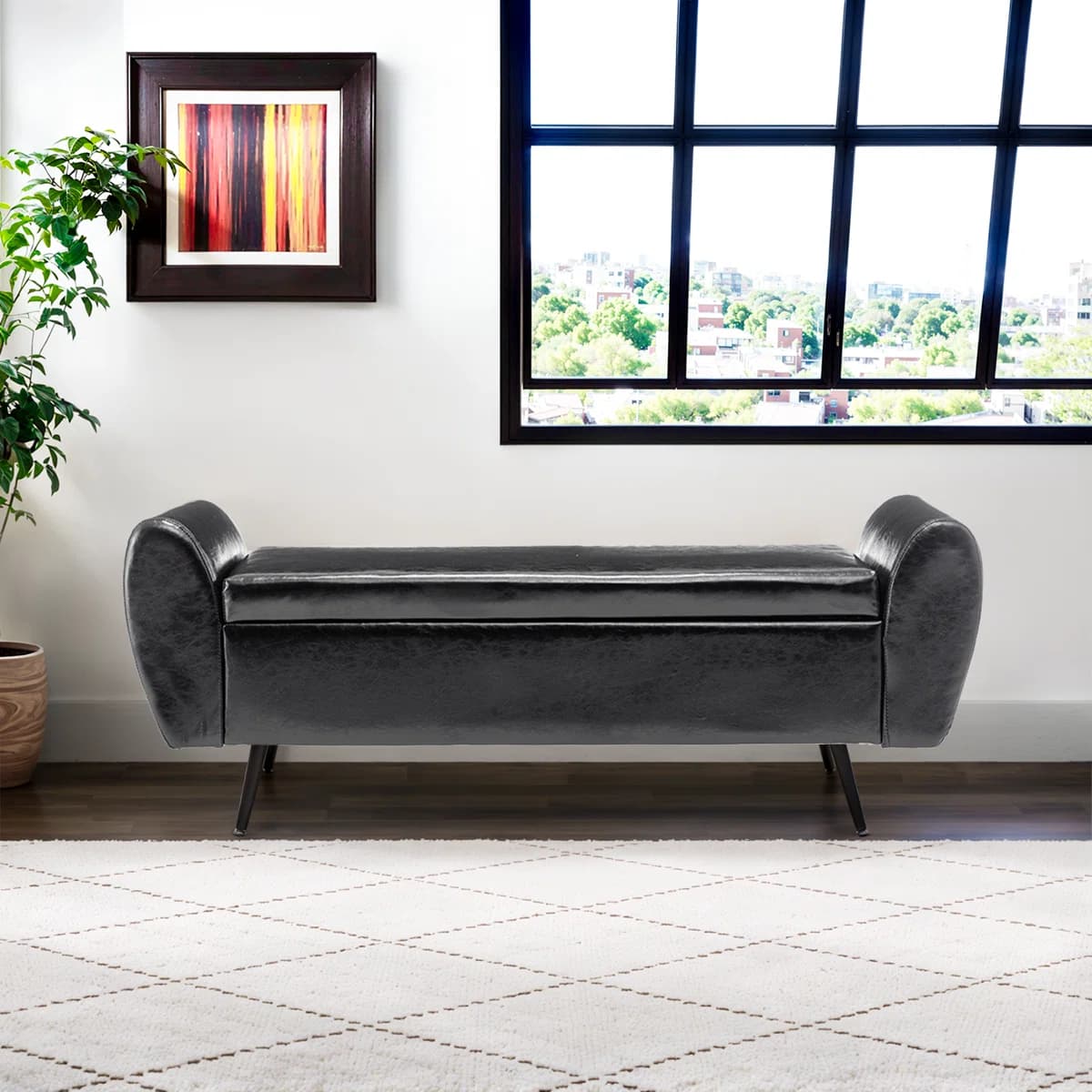 Shaneta Vegan Leather Storage Ottoman