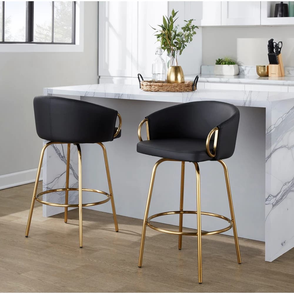 Battista Luxe Gold Swivel Bar & Counter Stool