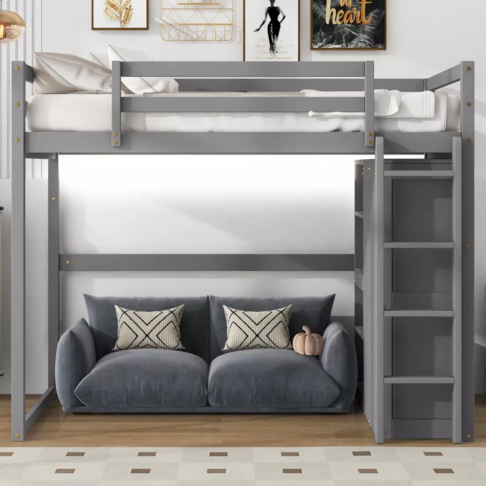 Skyline Modular Grey Space-Saving Loft Bed
