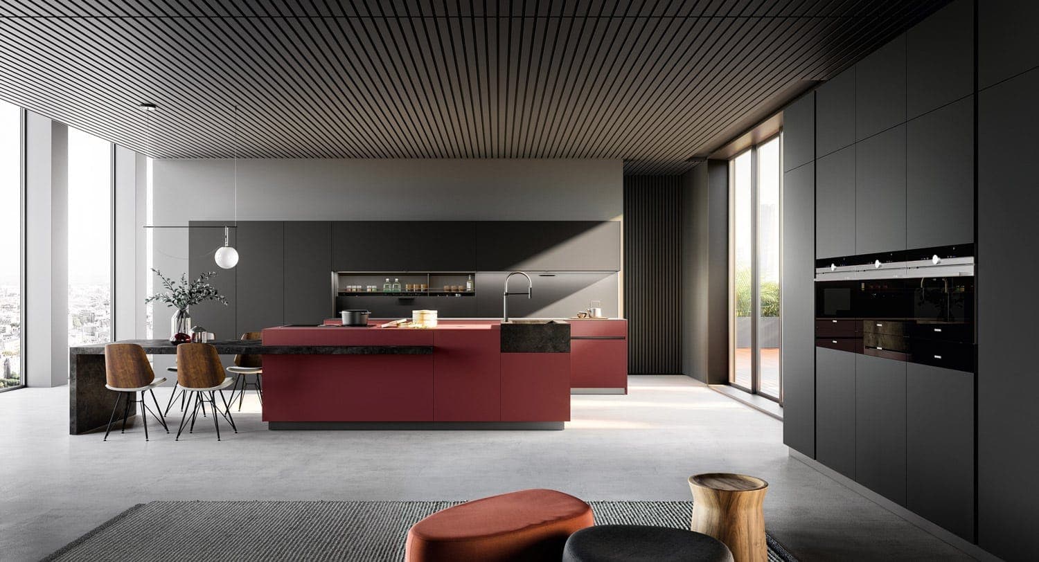 Tau Crimson Edge Red & Black Modular Kitchen