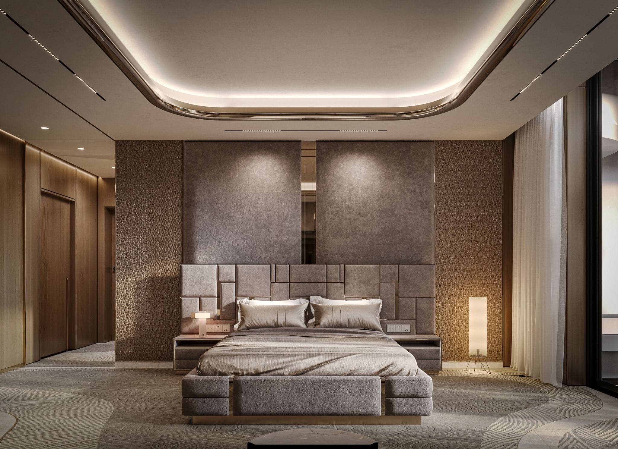 Valdes High-Gloss Glam Gold Accent King Bed