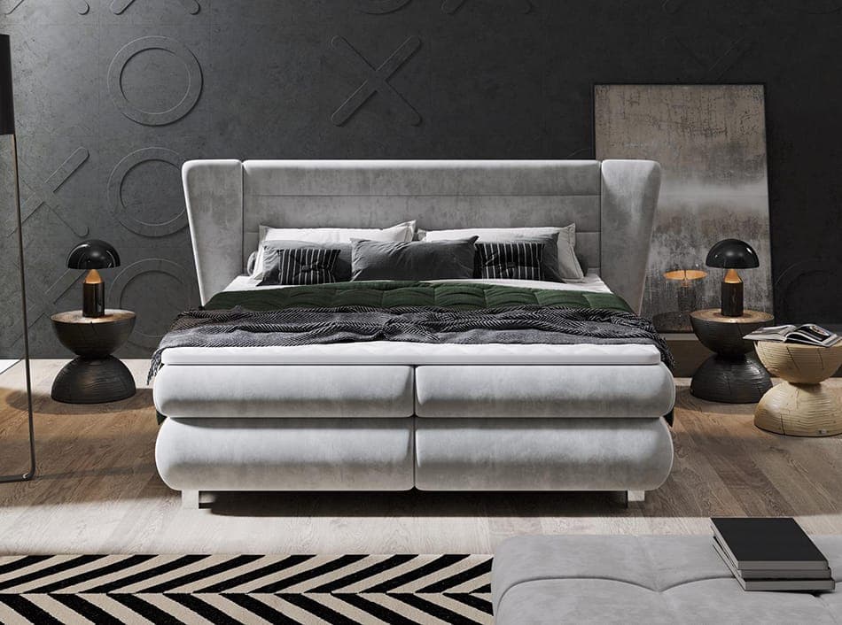 Valentino Sculptural Wingback Grey King Bed
