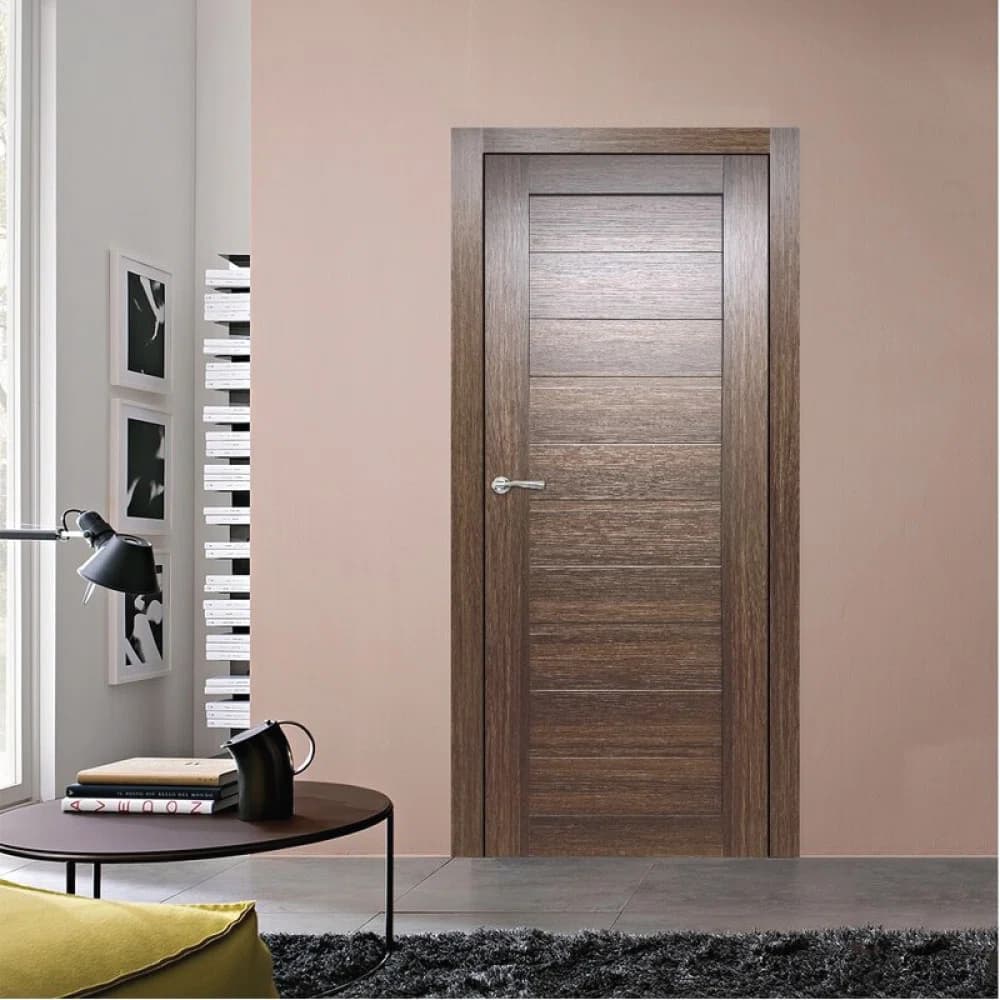 Vertical Line Walnut Modern Interior Single Door