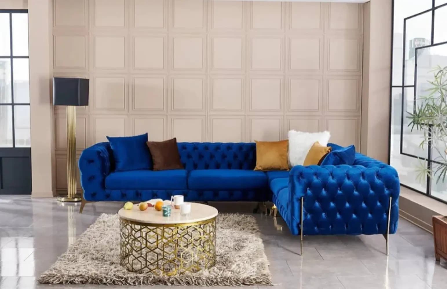 Nova Luxury Tufted Velvet U-Shaped Sectional