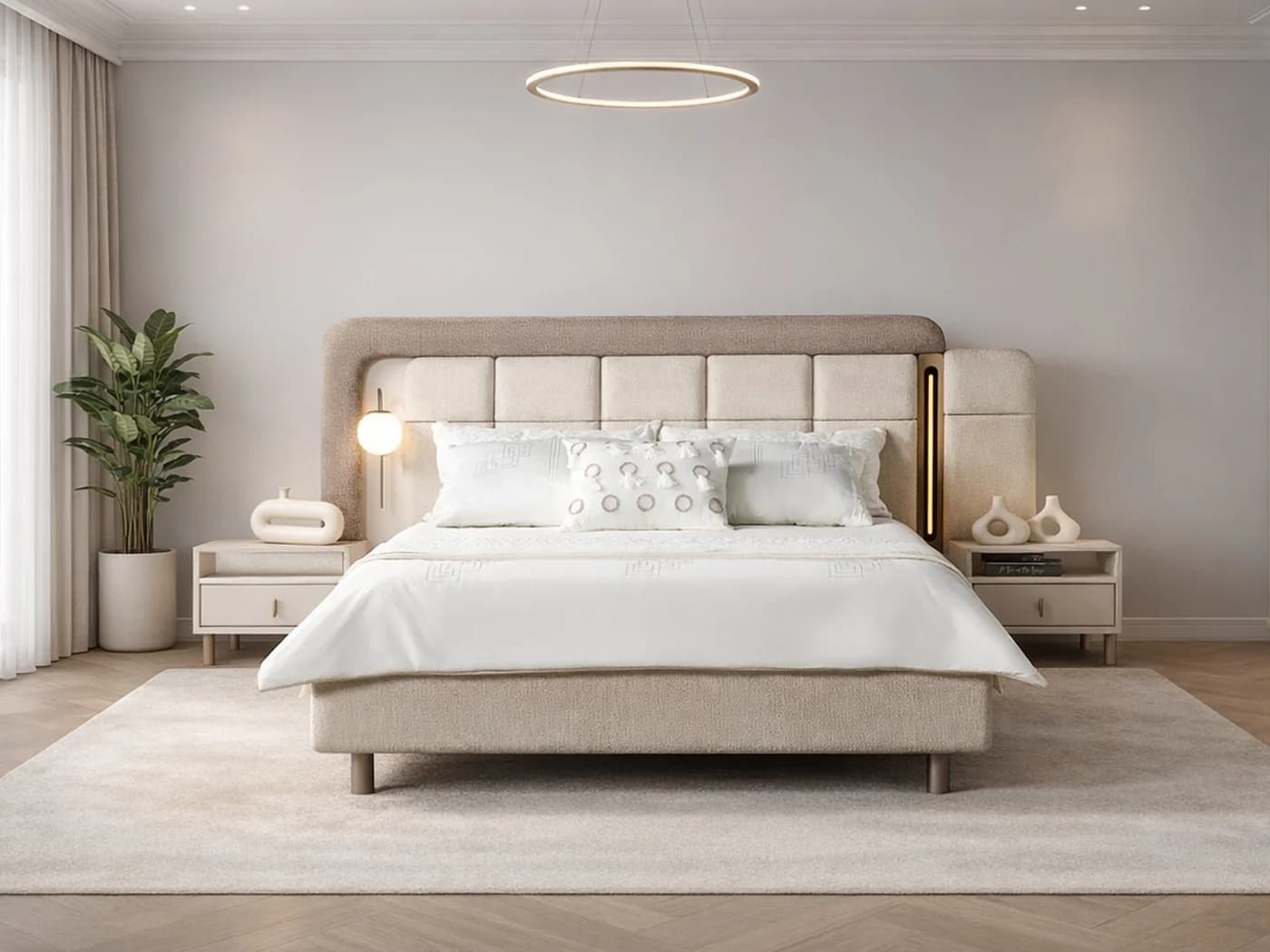 Bern Cream Upholstered Bed